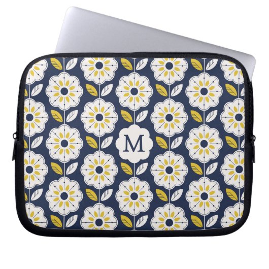 Muster der Vintagen geometrischen Blume Laptopschutzhülle (Vorderseite)