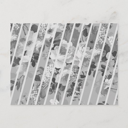 Muster der Vintagen, grauen, floralen Streifen Postkarte (Vorderseite)