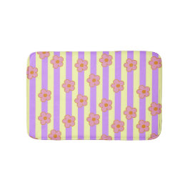 Muster der Vintagen Lila Streifen-Blume Badematte