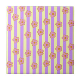 Muster der Vintagen Lila Streifen-Blume Fliese