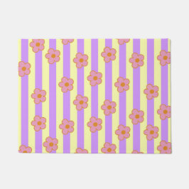 Muster der Vintagen Lila Streifen-Blume Fußmatte
