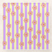 Muster der Vintagen Lila Streifen-Blume Glasuntersetzer (Vorderseite)