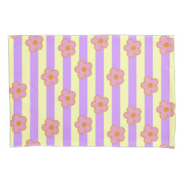 Muster der Vintagen Lila Streifen-Blume Kissenbezug