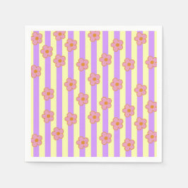 Muster der Vintagen Lila Streifen-Blume Serviette