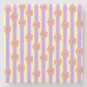 Muster der Vintagen Lila Streifen-Blume Steinuntersetzer (Vorderseite)