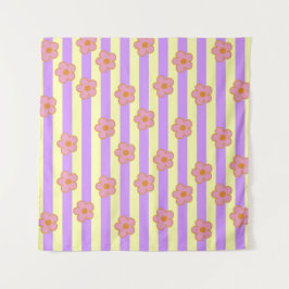 Muster der Vintagen Lila Streifen-Blume Wandteppich