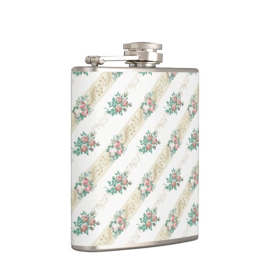 Muster der Vintagen Rose - Flasche Flachmann (Rechts)