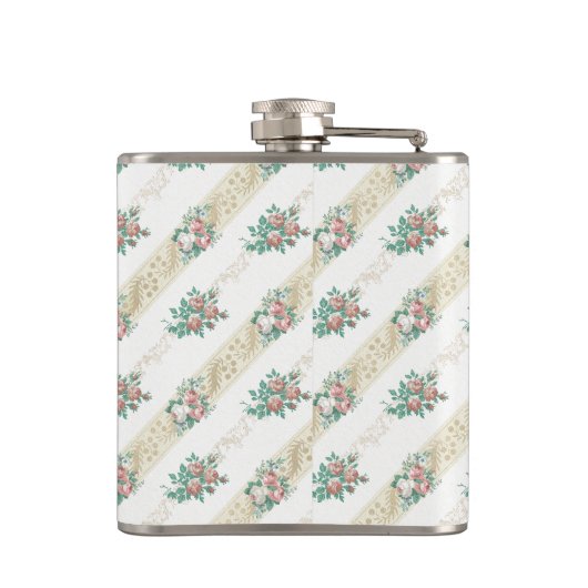 Muster der Vintagen Rose - Flasche Flachmann (Rückseite)