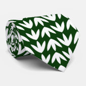 Muster der Vogelfüße - Weiß auf dunkelgrün Krawatte (Gerollt)