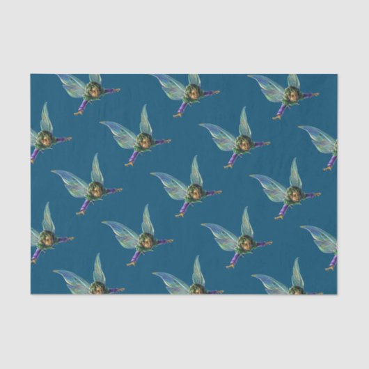 Muster der Waldfrüchte in Blau Seidenpapier (Vorderseite)