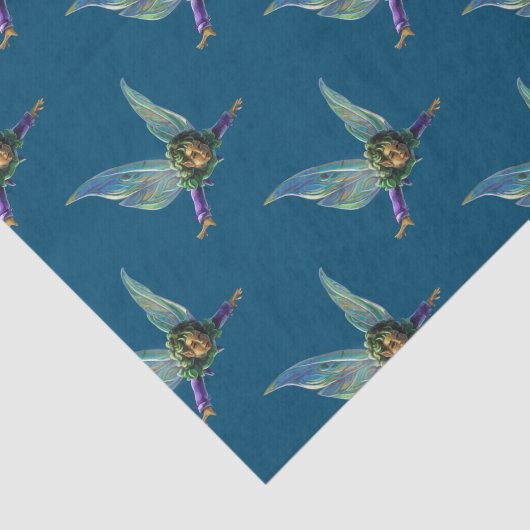 Muster der Waldfrüchte in Blau Seidenpapier (Ausschnitt)