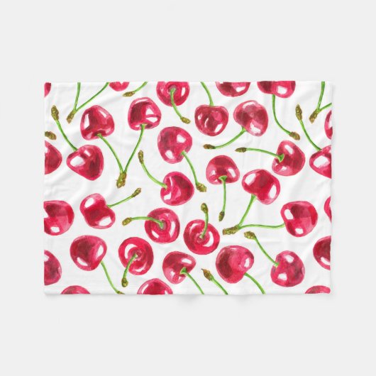 Muster der Wasserfarbenkirschen Fleecedecke (Vorderseite (Horizontal))