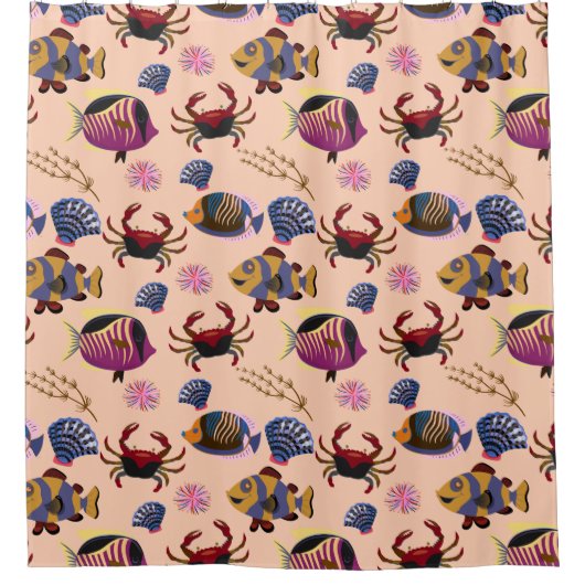 Muster der Wassertiere | Meeresunterwasser 10 Duschvorhang (Vorderseite)