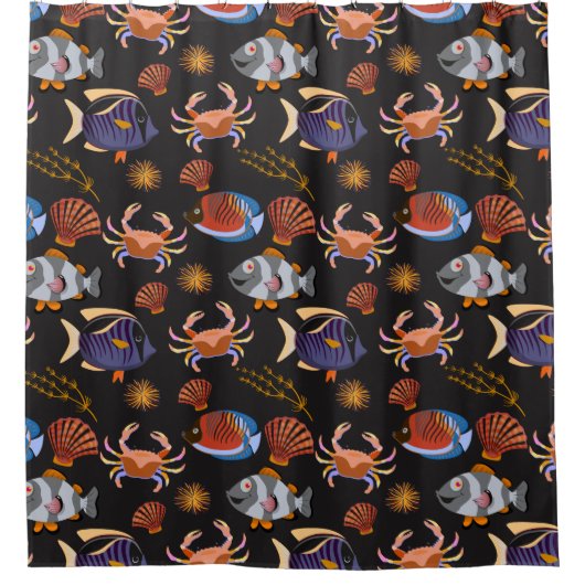 Muster der Wassertiere | Meeresunterwasser 11 Duschvorhang (Vorderseite)