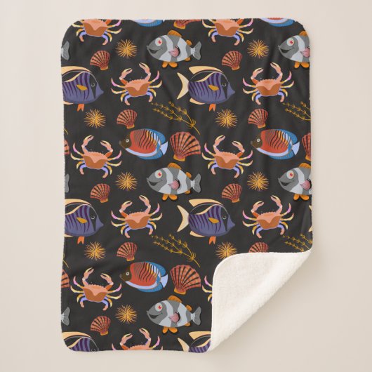 Muster der Wassertiere | Meeresunterwasser 11 Sherpadecke (Vorderseite)