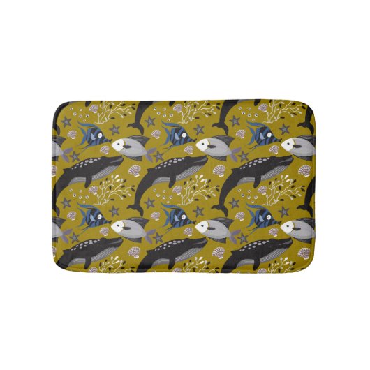 Muster der Wassertiere | Meeresunterwasser 18 Badematte (Vorderseite)