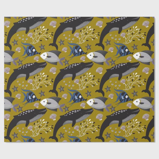 Muster der Wassertiere | Meeresunterwasser 18 Geschenkpapier (Flach)