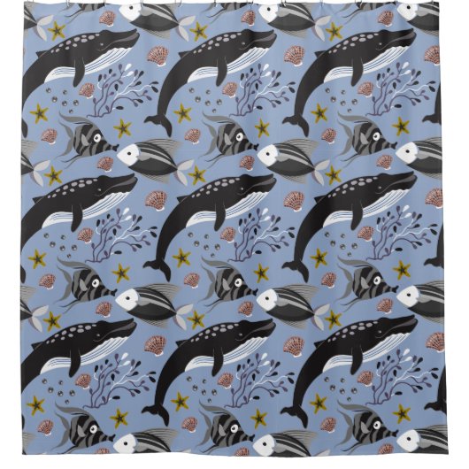 Muster der Wassertiere | Meeresunterwasser 19 Duschvorhang (Vorderseite)