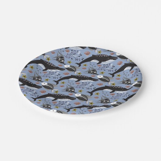 Muster der Wassertiere | Meeresunterwasser 19 Pappteller (Schrägansicht)