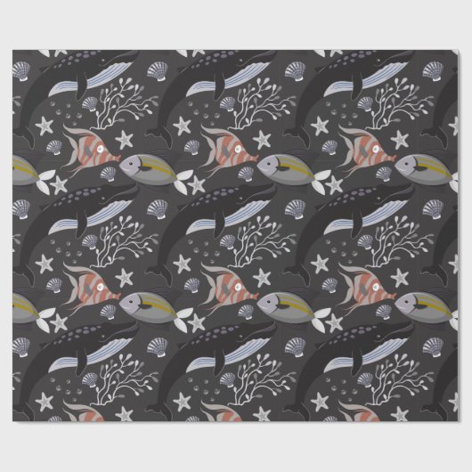 Muster der Wassertiere | Meeresunterwasser 20 Geschenkpapier (Flach)