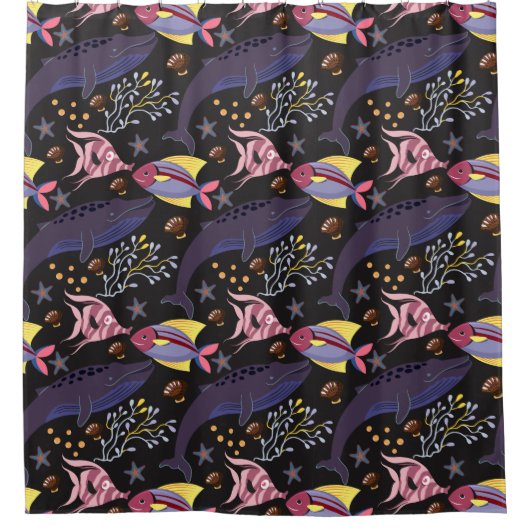 Muster der Wassertiere | Meeresunterwasser 21 Duschvorhang (Vorderseite)