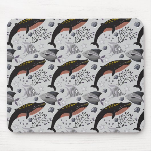 Muster der Wassertiere | Meeresunterwasser 22 Mousepad (Vorne)