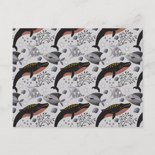 Muster der Wassertiere | Meeresunterwasser 22 Postkarte (Vorderseite)