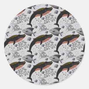 Muster der Wassertiere   Meeresunterwasser 22 Runder Aufkleber