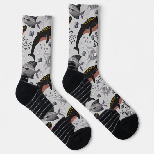 Muster der Wassertiere | Meeresunterwasser 22 Socken (Rechts)