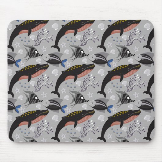 Muster der Wassertiere | Meeresunterwasser 23 Mousepad (Vorne)