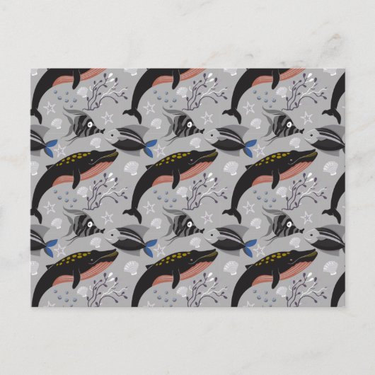 Muster der Wassertiere | Meeresunterwasser 23 Postkarte (Vorderseite)