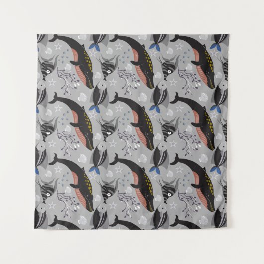 Muster der Wassertiere | Meeresunterwasser 23 Wandteppich (Vorderseite (Horizontal))