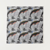 Muster der Wassertiere | Meeresunterwasser 23 Wandteppich (Vorderseite)