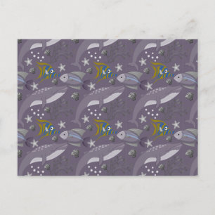 Muster der Wassertiere Meeresunterwasser 24 Postkarte