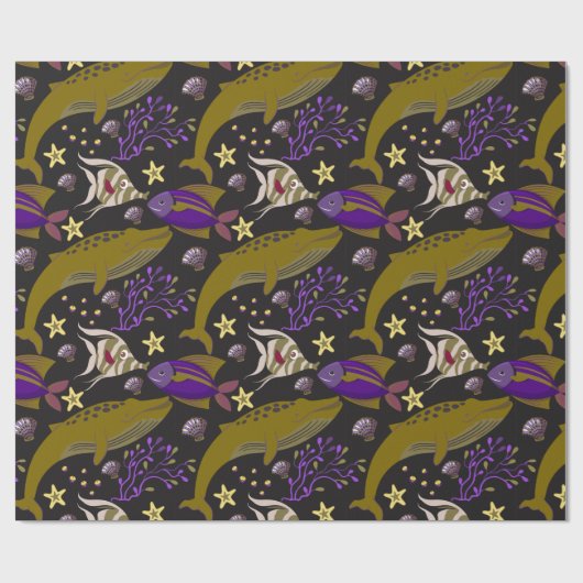 Muster der Wassertiere | Meeresunterwasser 25 Geschenkpapier (Flach)