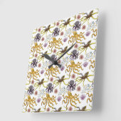 Muster der Wassertiere | Meeresunterwasser 26 Quadratische Wanduhr (Winkel)