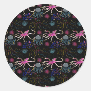 Muster der Wassertiere   Meeresunterwasser 28 Runder Aufkleber