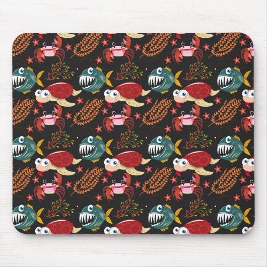 Muster der Wassertiere | Meeresunterwasser 30 Mousepad (Vorne)