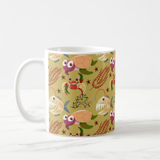 Muster der Wassertiere | Meeresunterwasser 31 Kaffeetasse (Links)