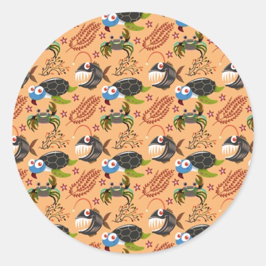 Muster der Wassertiere | Meeresunterwasser 32 Runder Aufkleber (Vorderseite)
