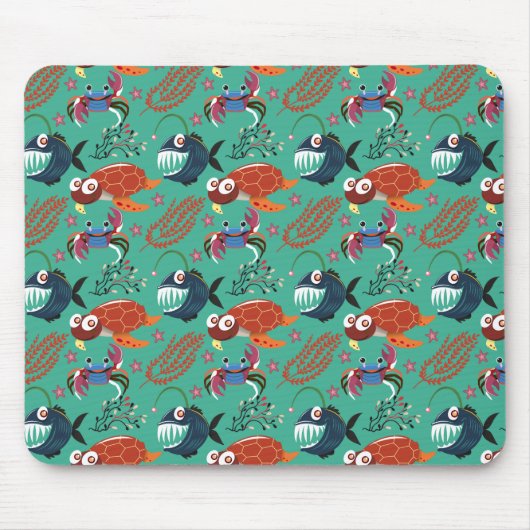 Muster der Wassertiere | Meeresunterwasser 33 Mousepad (Vorne)