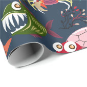 Muster der Wassertiere | Meeresunterwasser 34 Geschenkpapier (Rolleneckpunkt)