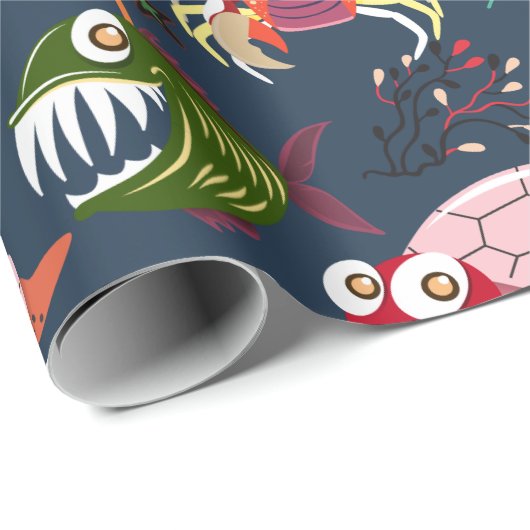 Muster der Wassertiere | Meeresunterwasser 34 Geschenkpapier (Rolleneckpunkt)