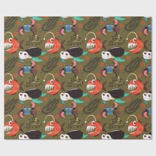 Muster der Wassertiere | Meeresunterwasser 36 Geschenkpapier (Flach)