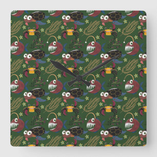 Muster der Wassertiere   Meeresunterwasser 38 Quadratische Wanduhr