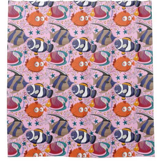 Muster der Wassertiere | Meeresunterwasser 39 Duschvorhang (Vorderseite)