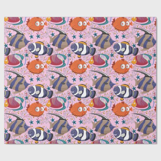 Muster der Wassertiere | Meeresunterwasser 39 Geschenkpapier (Flach)