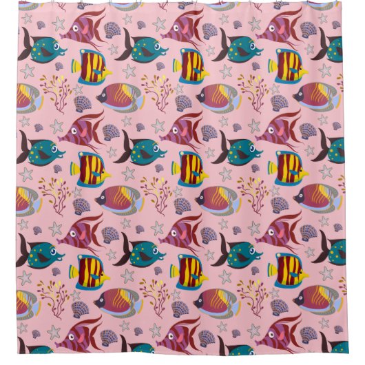 Muster der Wassertiere | Meeresunterwasser 3 Duschvorhang (Vorderseite)