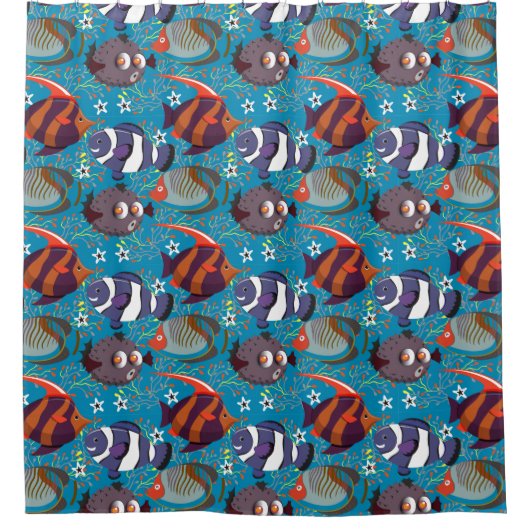 Muster der Wassertiere | Meeresunterwasser 45 Duschvorhang (Vorderseite)