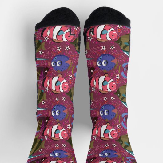 Muster der Wassertiere | Meeresunterwasser 46 Socken (Oben)